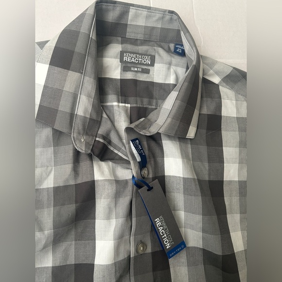 Kenneth Cole Reaction Men’s Plaid Shirt sz 16.5 34-35 NWT - Picture 4 of 9